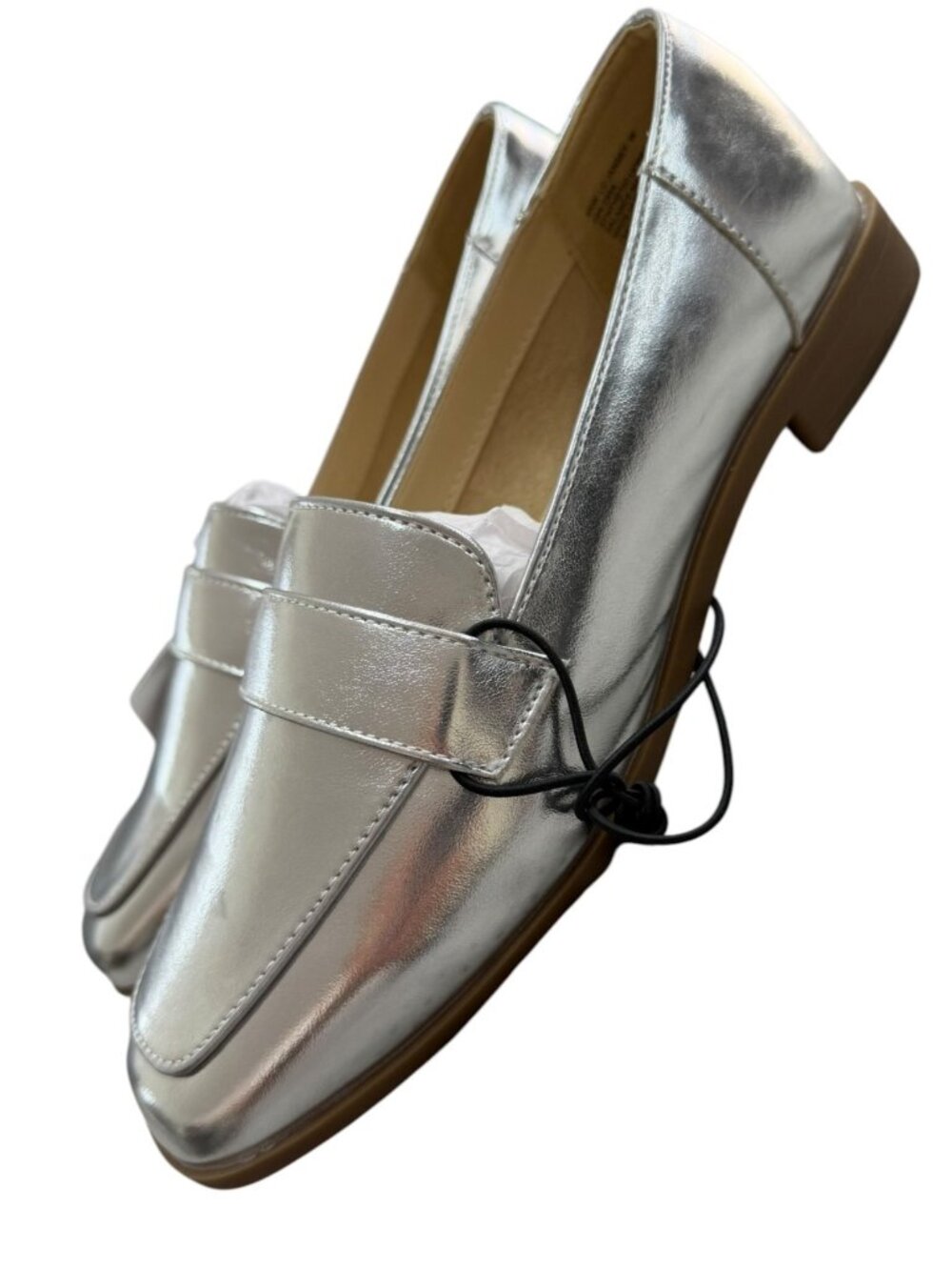 Liz Claiborne‎ Womens Silver Loafers Memory Foam Size 9.5W Wide Width NWB